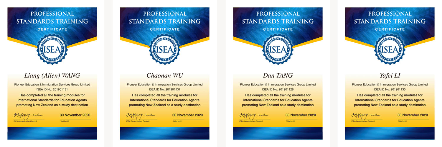 Pioneer receives accreditation from New Zealand International Standards Education Agent ISEA