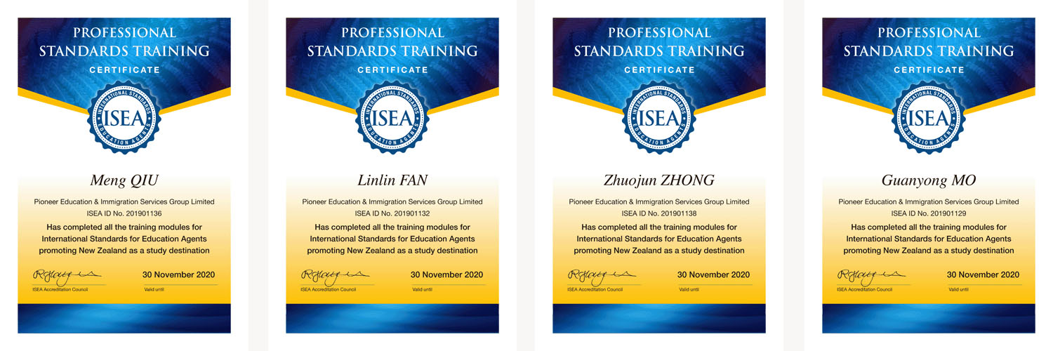 Pioneer receives accreditation from New Zealand International Standards Education Agent ISEA